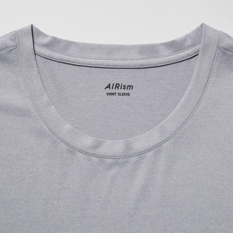 Camiseta Uniqlo Airism Heather Crew Neck Corta Sleeved Hombre Gris Claro | 7253UBJLM