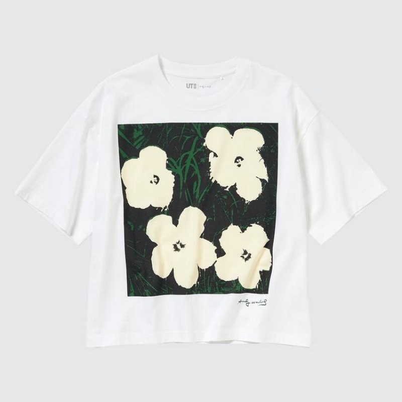 Camiseta Uniqlo Andy Warhol Flowers Colección Ut Estampadas Mujer Blancas | 9416EVUFP