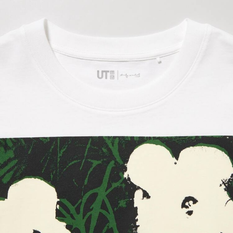 Camiseta Uniqlo Andy Warhol Flowers Colección Ut Estampadas Mujer Blancas | 9416EVUFP