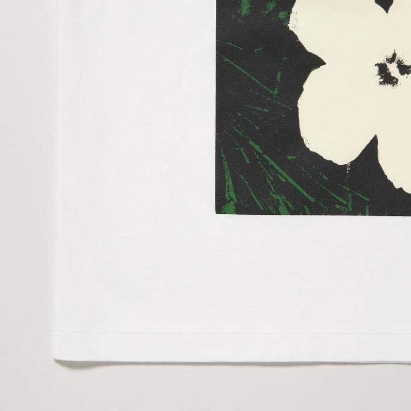 Camiseta Uniqlo Andy Warhol Flowers Colección Ut Estampadas Mujer Blancas | 9416EVUFP