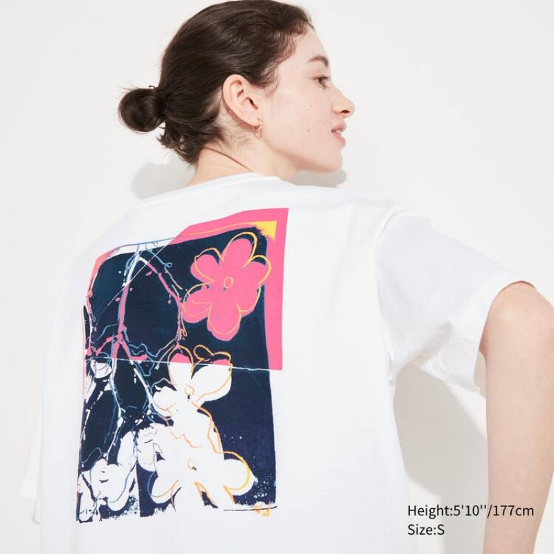 Camiseta Uniqlo Andy Warhol Flowers Colección Ut Estampadas Mujer Blancas | 6382SQYWN