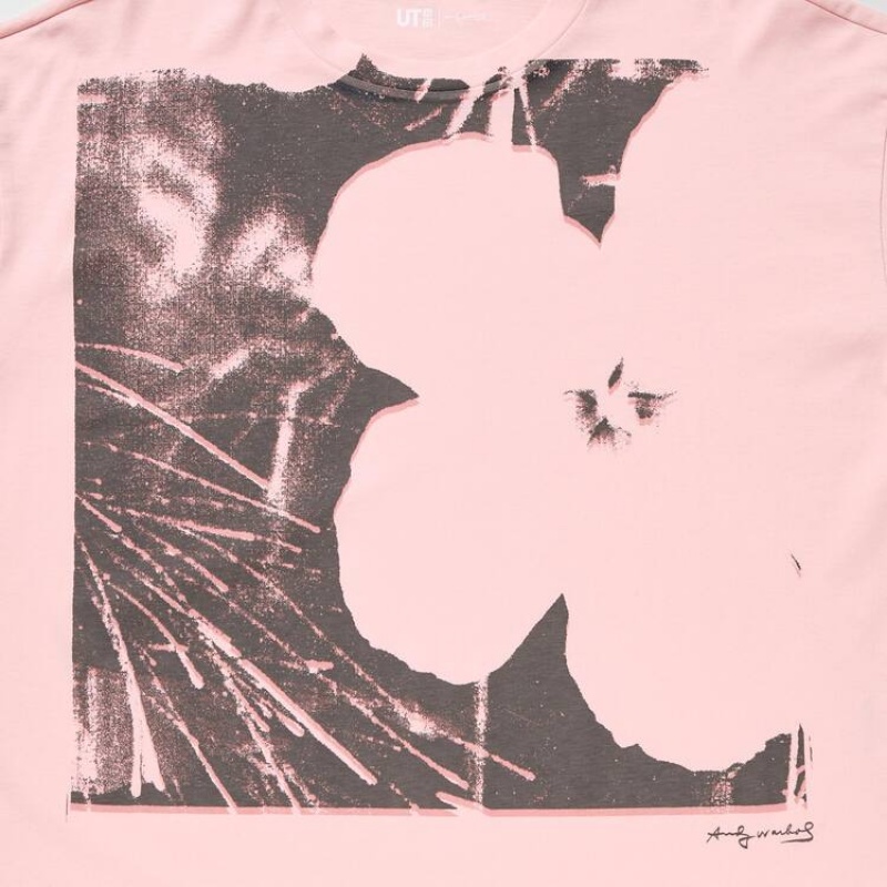 Camiseta Uniqlo Andy Warhol Flowers Colección Ut Estampadas Mujer Rosas | 8306DOTSA