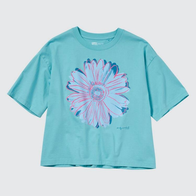 Camiseta Uniqlo Andy Warhol Flowers Colección Ut Estampadas Mujer Verde | 9867MYCTF