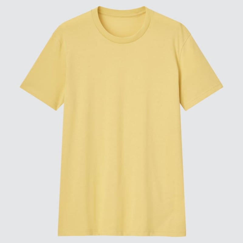 Camiseta Uniqlo Dry Crew Neck Hombre Amarillo | 2874PKEZU