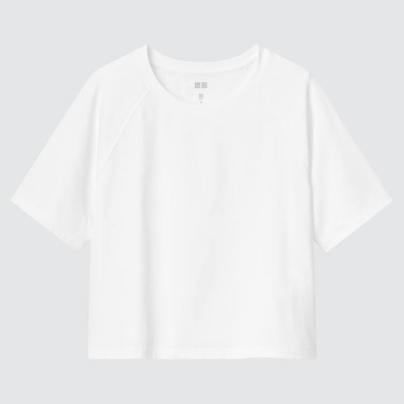 Camiseta Uniqlo Dry-ex Crew Neck Cropped Mujer Blancas | 8102VWNIC