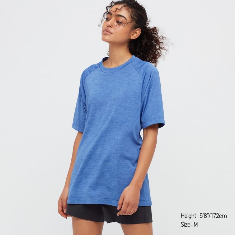 Camiseta Uniqlo Dry-ex Crew Neck Hombre Azules | 5398RCSPA