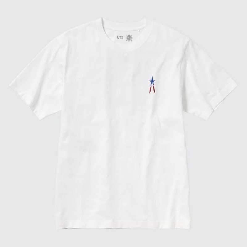 Camiseta Uniqlo Hideaki Anno Ut Estampadas (Ultraman) Hombre Blancas | 4518QLBEX