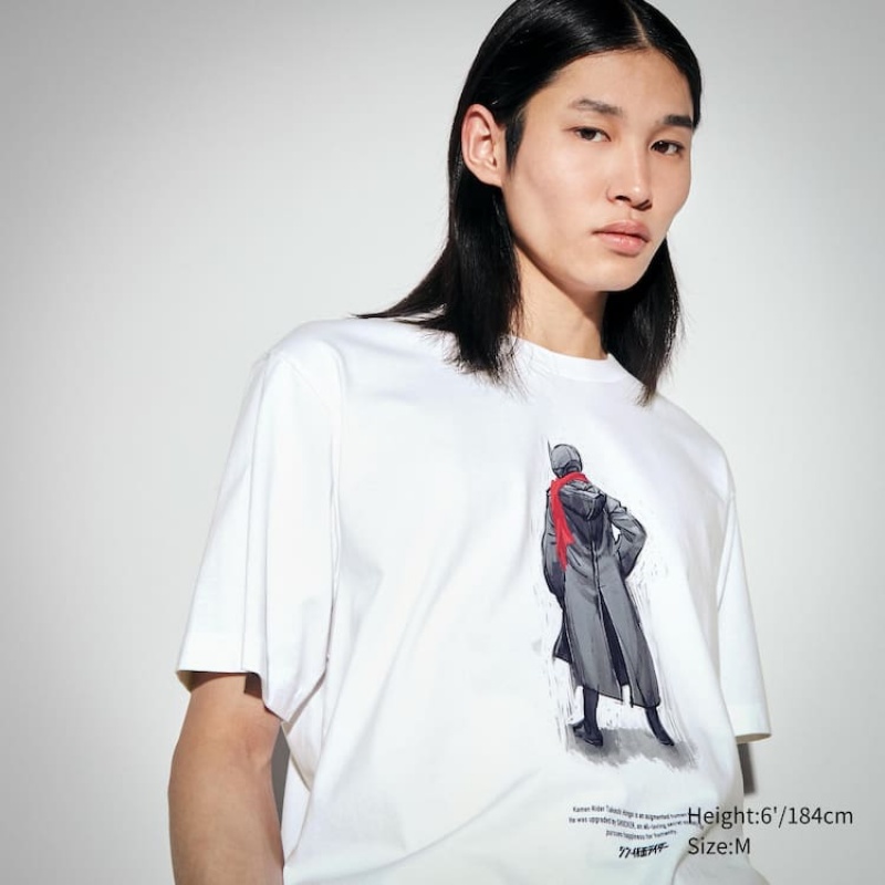 Camiseta Uniqlo Hideaki Anno Ut Estampadas (Rider) Hombre Blancas | 6598QNAWZ