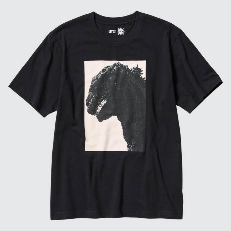 Camiseta Uniqlo Hideaki Anno Ut Estampadas (Godzilla) Hombre Negras | 5726DLPKG