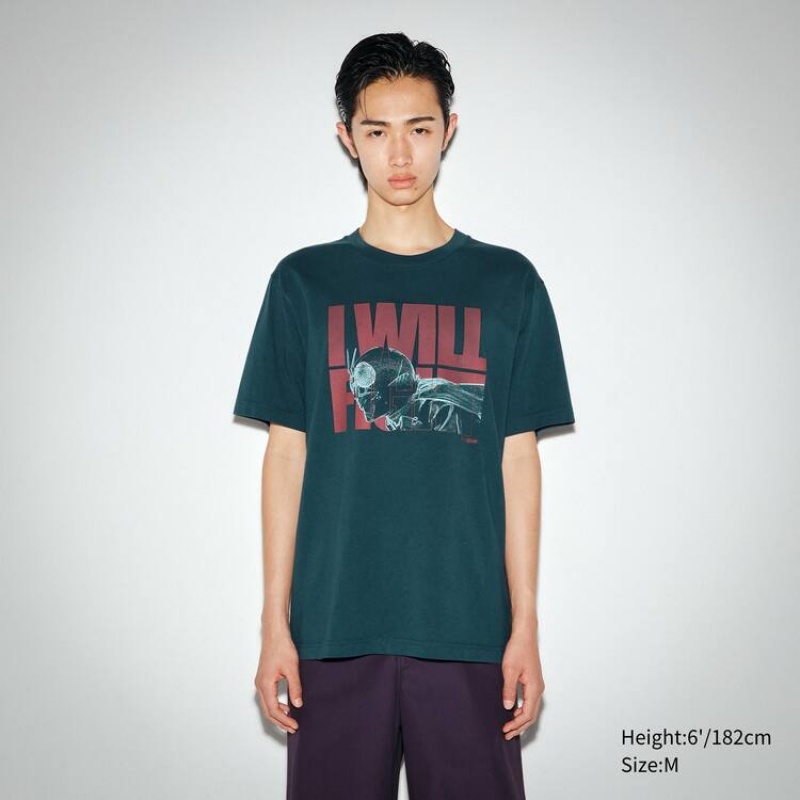 Camiseta Uniqlo Hideaki Anno Ut Estampadas (Rider) Hombre Verde Oscuro | 4618FMLNW