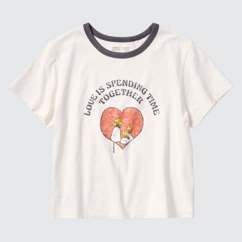 Camiseta Uniqlo Love Sunshine & Peanuts Ut Estampadas Mujer Blancas | 2348PWIDA