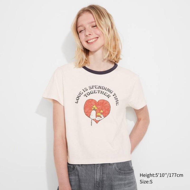 Camiseta Uniqlo Love Sunshine & Peanuts Ut Estampadas Mujer Blancas | 2348PWIDA