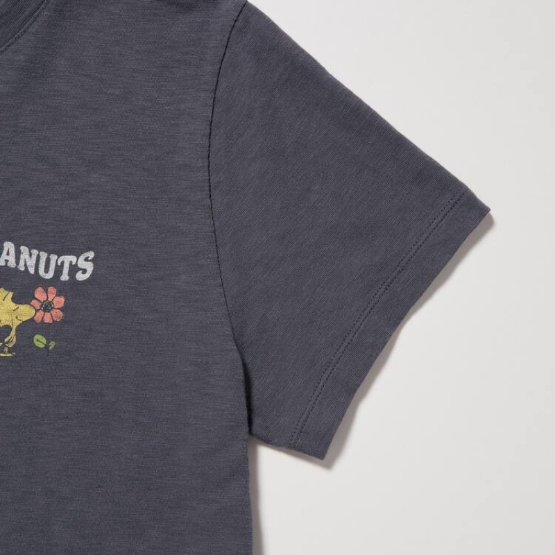 Camiseta Uniqlo Love Sunshine & Peanuts Ut Estampadas Mujer Gris Oscuro | 8320FEUOM