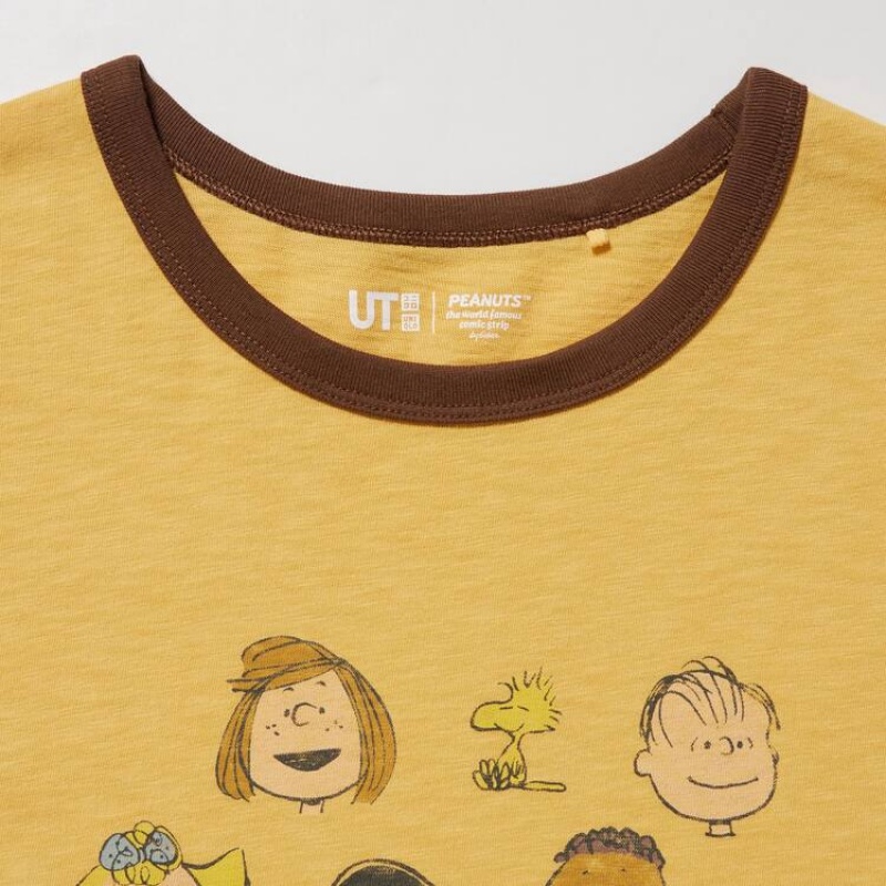 Camiseta Uniqlo Love Sunshine & Peanuts Ut Estampadas Mujer Amarillo | 8735VHNQD