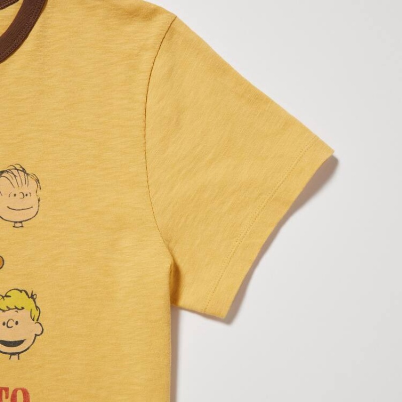 Camiseta Uniqlo Love Sunshine & Peanuts Ut Estampadas Mujer Amarillo | 8735VHNQD