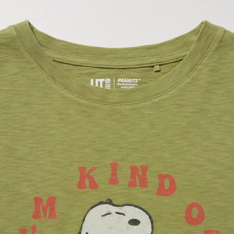 Camiseta Uniqlo Love Sunshine & Peanuts Ut Estampadas Mujer Verde | 3295TBLUZ