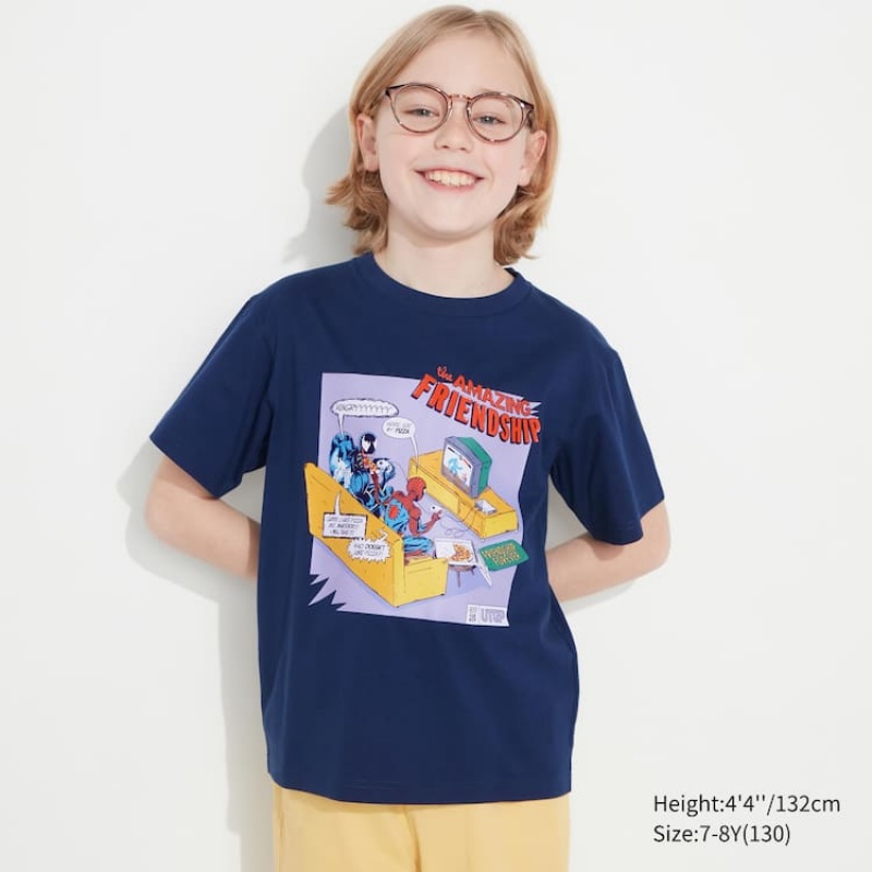 Camiseta Uniqlo Mfa Utgp2023 Estampadas Niños Azul Marino | 6890CXEWD