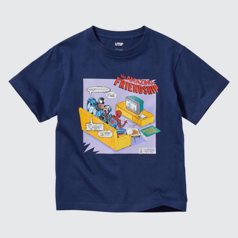 Camiseta Uniqlo Mfa Utgp2023 Estampadas Niños Azul Marino | 6890CXEWD