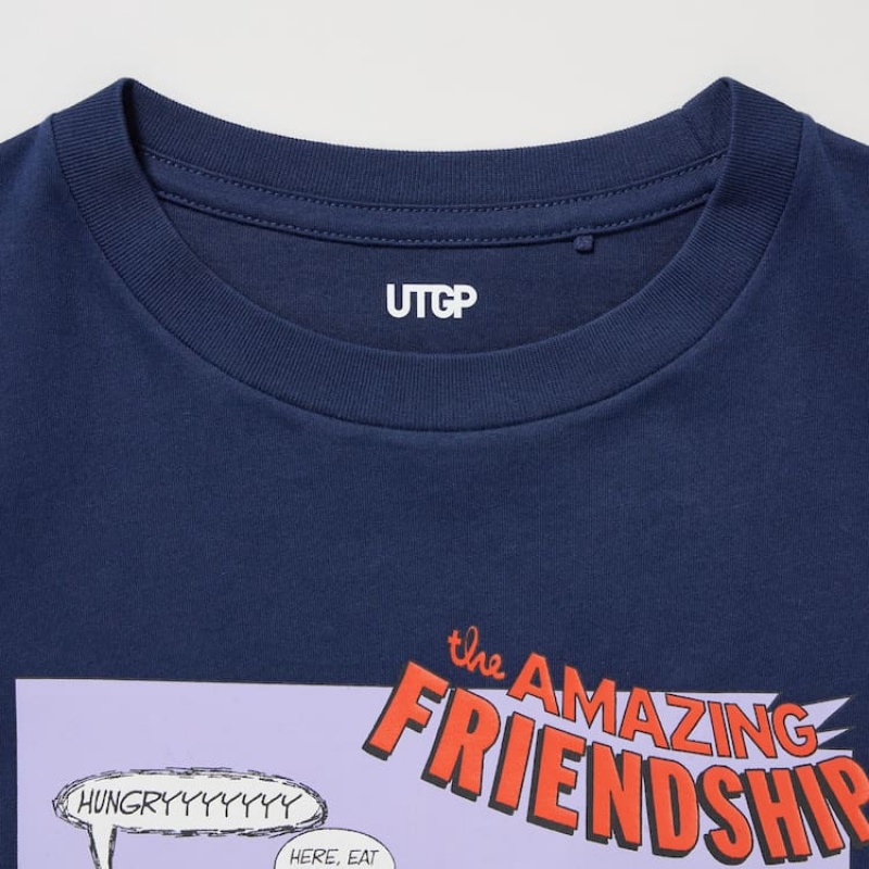 Camiseta Uniqlo Mfa Utgp2023 Estampadas Niños Azul Marino | 6890CXEWD