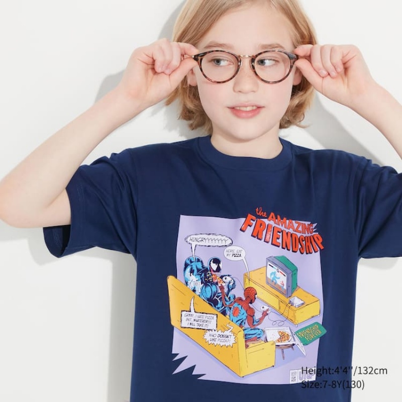 Camiseta Uniqlo Mfa Utgp2023 Estampadas Niños Azul Marino | 6890CXEWD