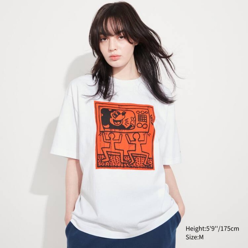 Camiseta Uniqlo Mickey X Keith Haring Ut Estampadas Hombre Blancas | 0368EOKIB