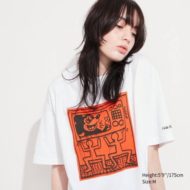 Camiseta Uniqlo Mickey X Keith Haring Ut Estampadas Hombre Blancas | 0368EOKIB