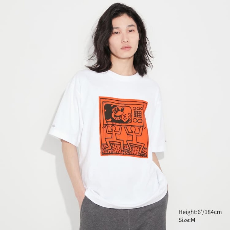 Camiseta Uniqlo Mickey X Keith Haring Ut Estampadas Hombre Blancas | 0368EOKIB