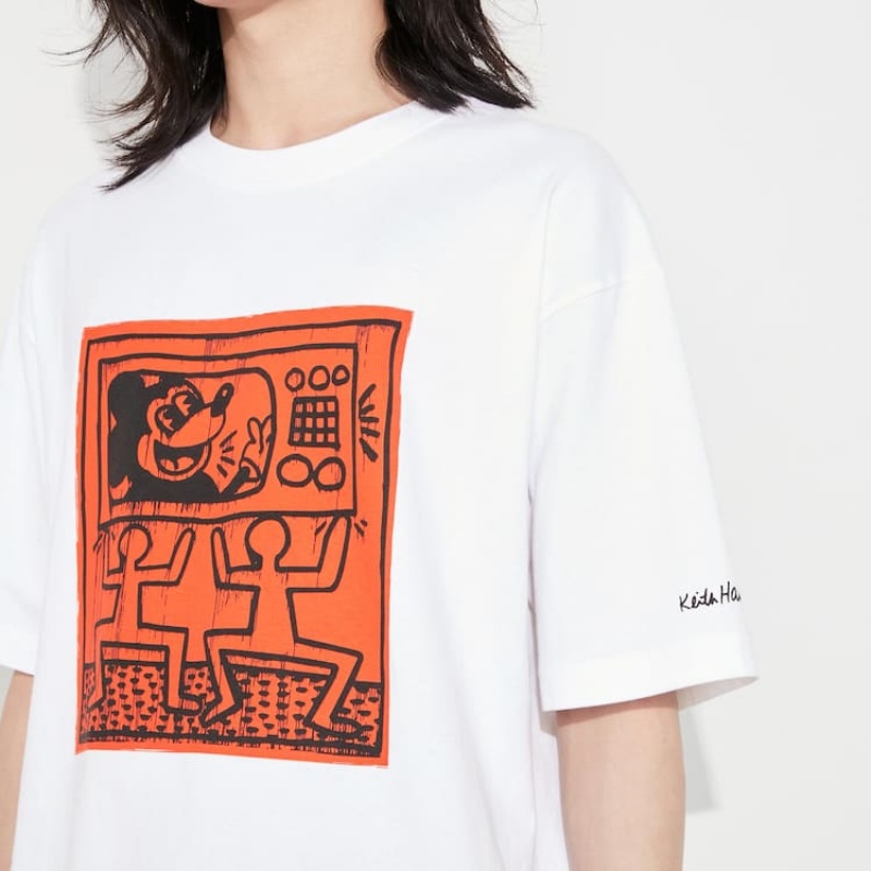 Camiseta Uniqlo Mickey X Keith Haring Ut Estampadas Hombre Blancas | 0368EOKIB