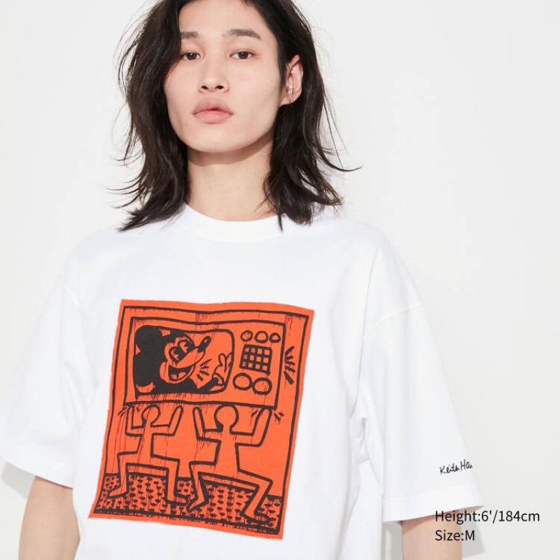 Camiseta Uniqlo Mickey X Keith Haring Ut Estampadas Hombre Blancas | 0368EOKIB