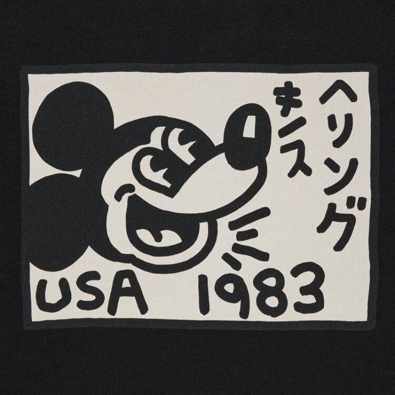 Camiseta Uniqlo Mickey X Keith Haring Ut Estampadas Hombre Negras | 9162NBFHR