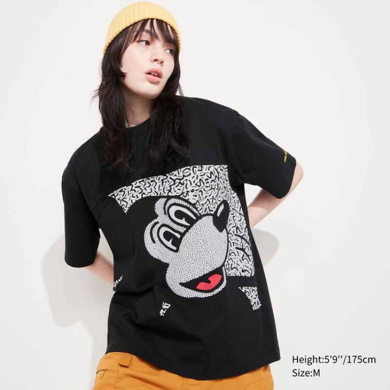 Camiseta Uniqlo Mickey X Keith Haring Ut Estampadas Hombre Negras | 1468HPLYC