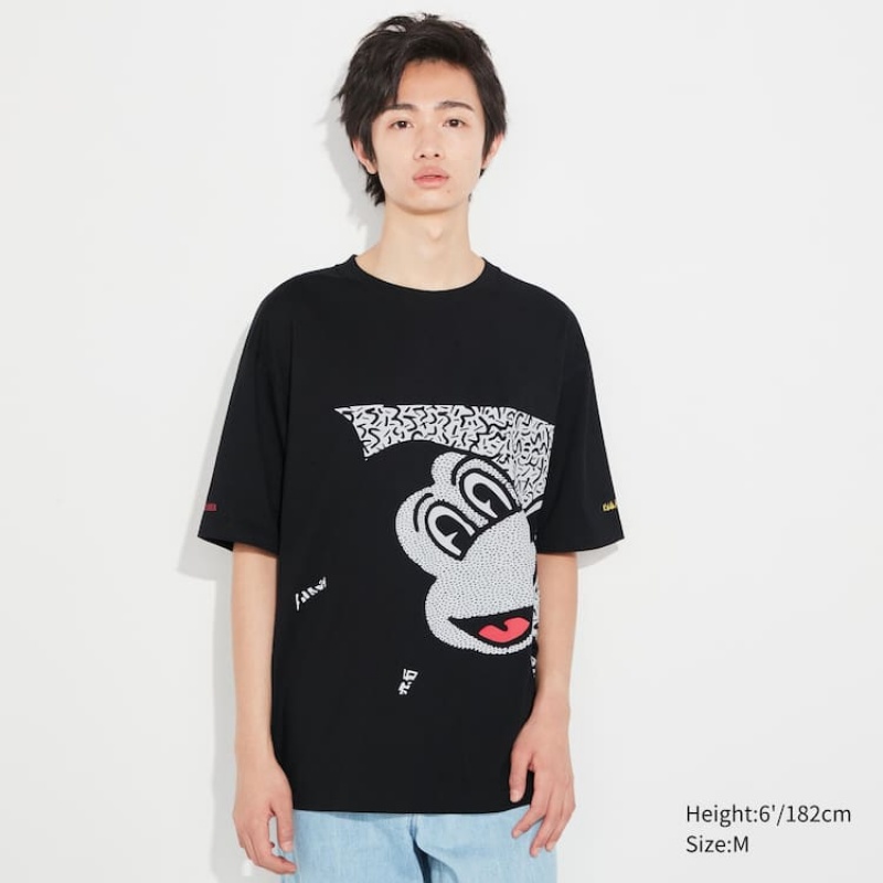 Camiseta Uniqlo Mickey X Keith Haring Ut Estampadas Hombre Negras | 1468HPLYC