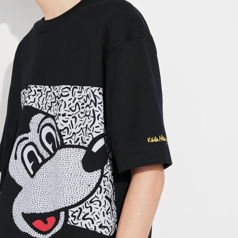 Camiseta Uniqlo Mickey X Keith Haring Ut Estampadas Hombre Negras | 1468HPLYC