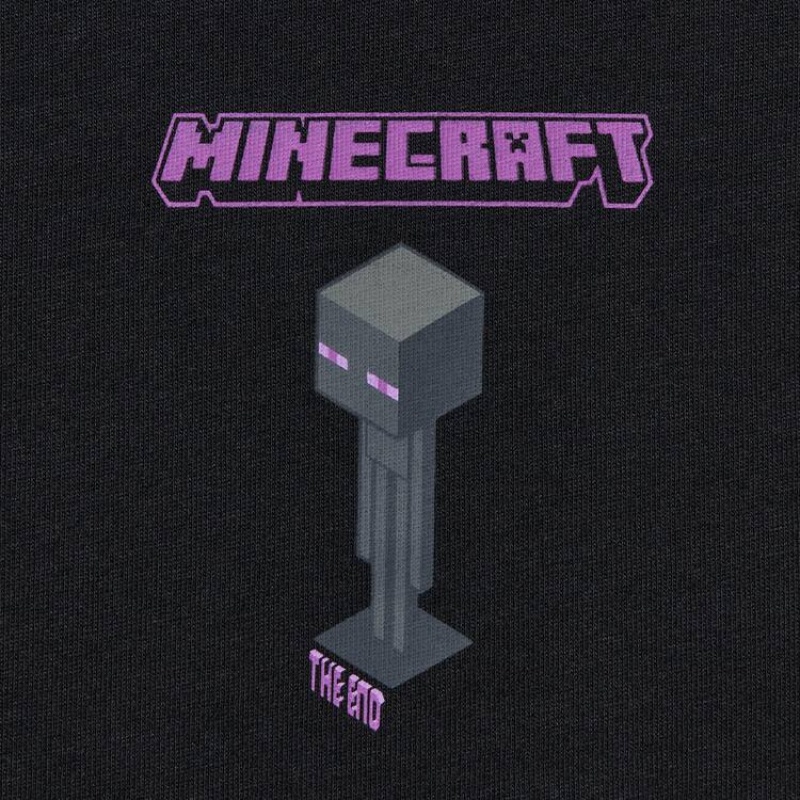 Camiseta Uniqlo Minecraft Ut Estampadas Niños Negras | 7924IACTV