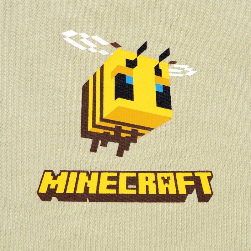 Camiseta Uniqlo Minecraft Ut Estampadas Niños Beige | 3742ASRMK