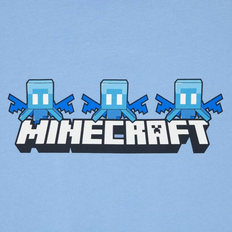 Camiseta Uniqlo Minecraft Ut Estampadas Niños Azules | 3258LQGEH