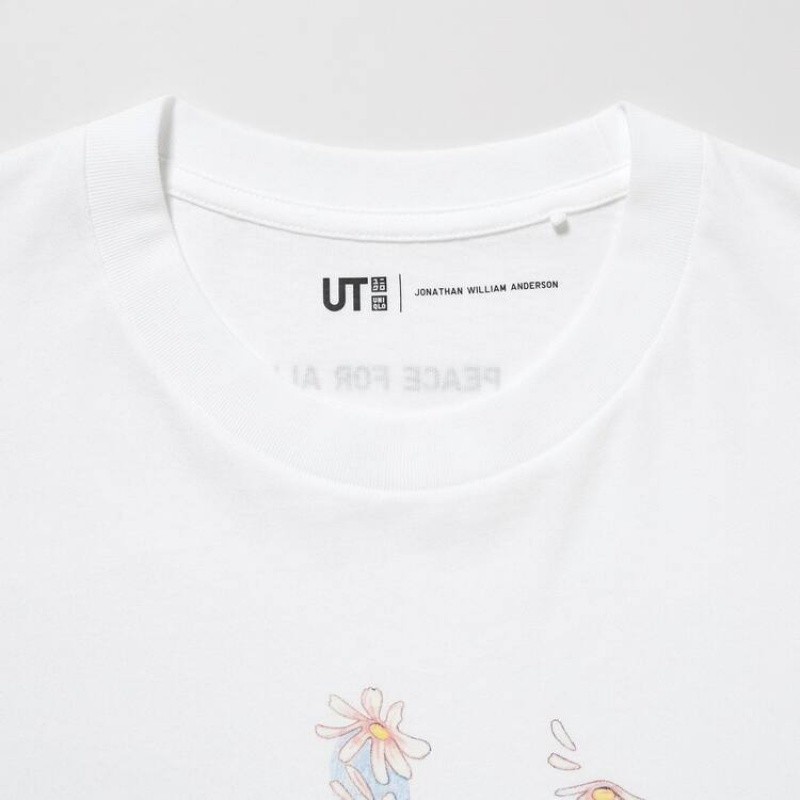 Camiseta Uniqlo Peace For All Ut Estampadas (Jonathan Anderson) Mujer Blancas | 4571TUAYX