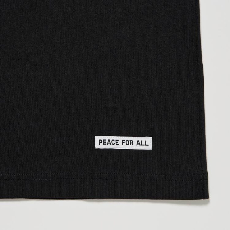 Camiseta Uniqlo Peace For All Ut Estampadas (Adam Scott) Mujer Negras | 9470VQRYP