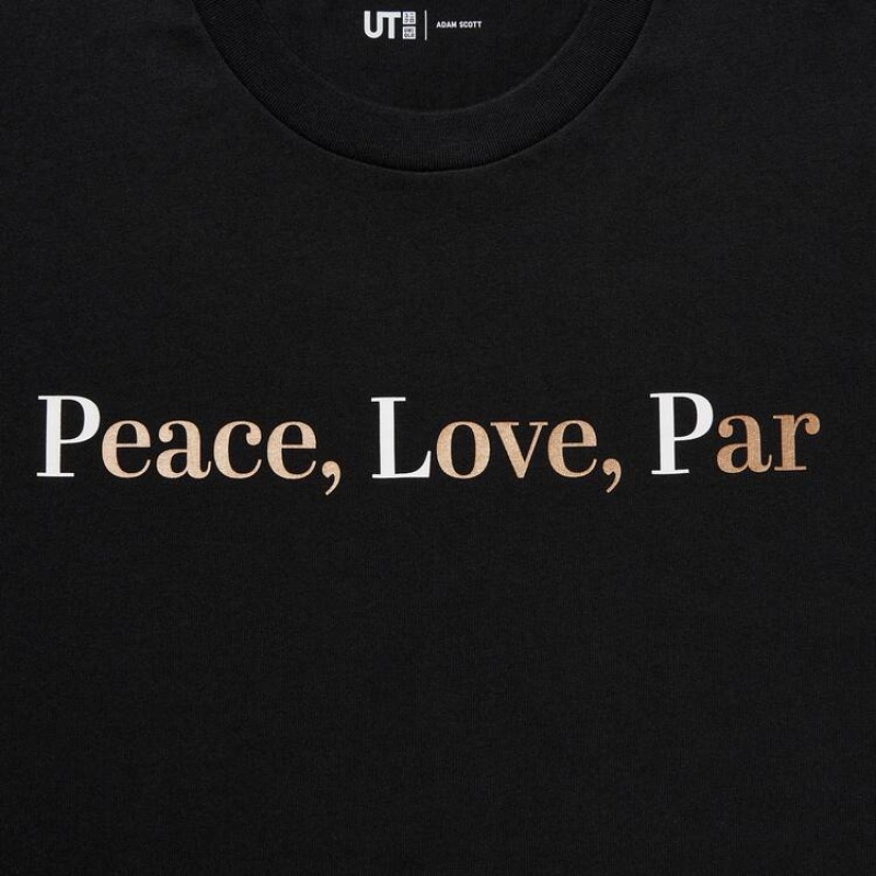 Camiseta Uniqlo Peace For All Ut Estampadas (Adam Scott) Mujer Negras | 9470VQRYP