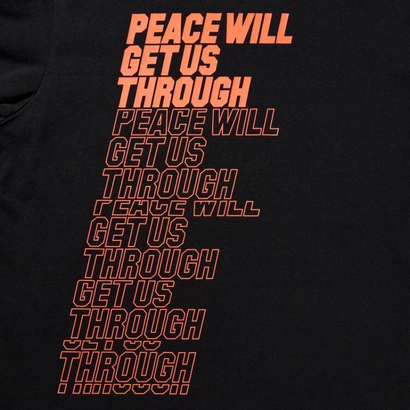 Camiseta Uniqlo Peace For All Ut Estampadas (Shingo Kunieda) Mujer Negras | 4809LTMDR