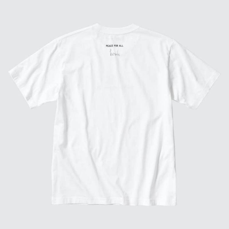 Camiseta Uniqlo Peace For All Ut Estampadas (Haruki Murakami) Hombre Blancas | 5769YEIFP