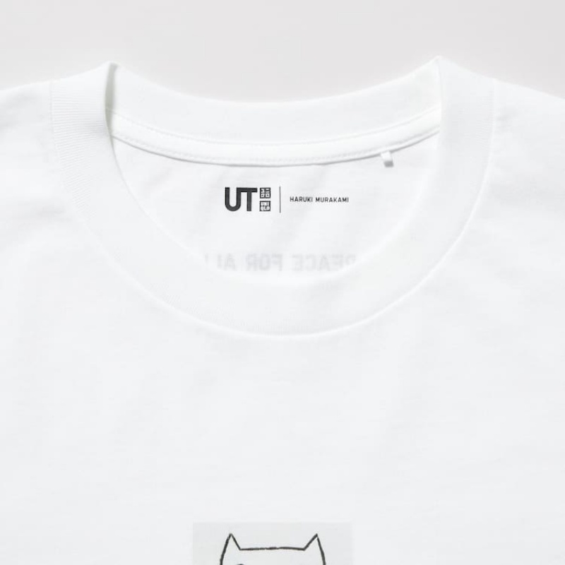 Camiseta Uniqlo Peace For All Ut Estampadas (Haruki Murakami) Hombre Blancas | 5769YEIFP