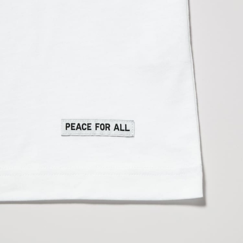 Camiseta Uniqlo Peace For All Ut Estampadas (Haruki Murakami) Hombre Blancas | 5769YEIFP