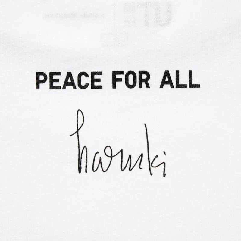 Camiseta Uniqlo Peace For All Ut Estampadas (Haruki Murakami) Hombre Blancas | 5769YEIFP