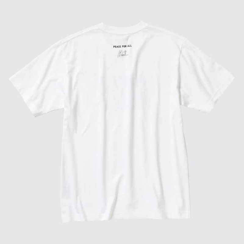 Camiseta Uniqlo Peace For All Ut Estampadas (Kei Nishikori) Hombre Blancas | 8674EBUNL