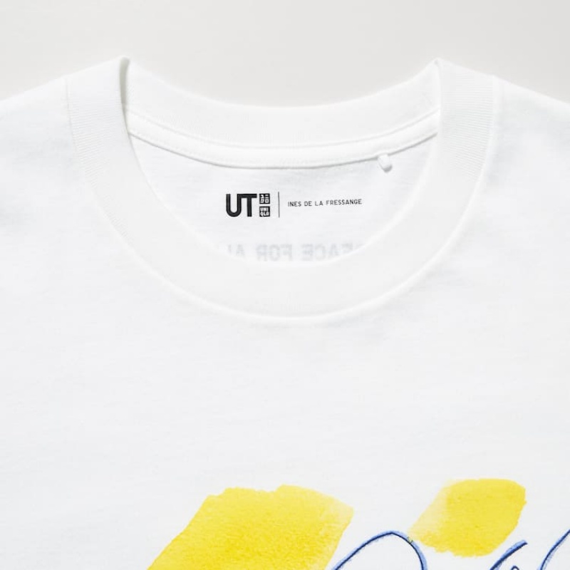 Camiseta Uniqlo Peace For All Ut Estampadas (Ines De La Fressange) Hombre Blancas | 0379NCGSY