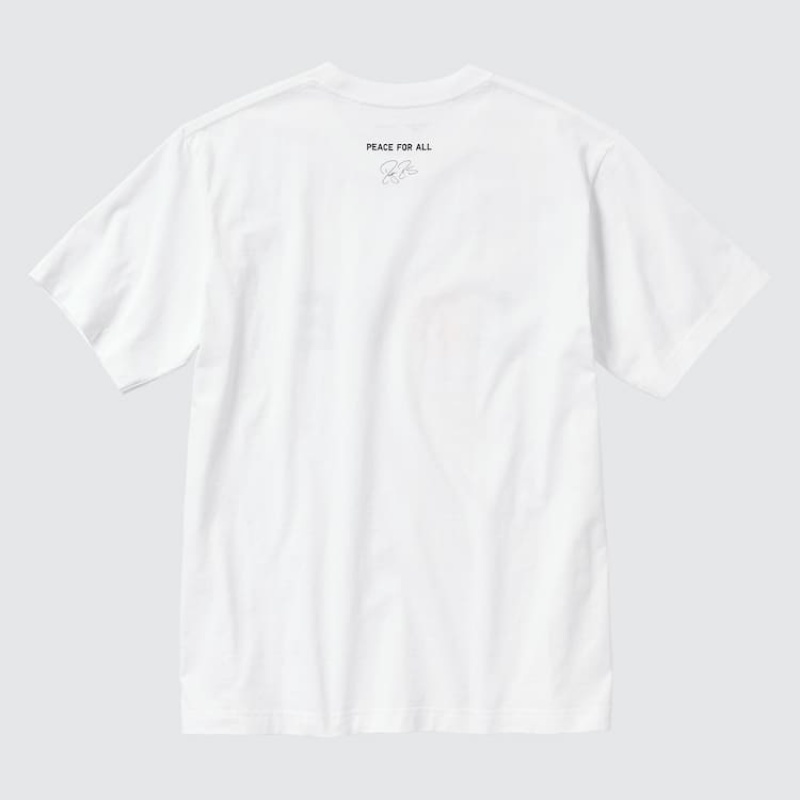 Camiseta Uniqlo Peace For All Ut Estampadas (Roger Federer) Hombre Blancas | 8651MDKOX