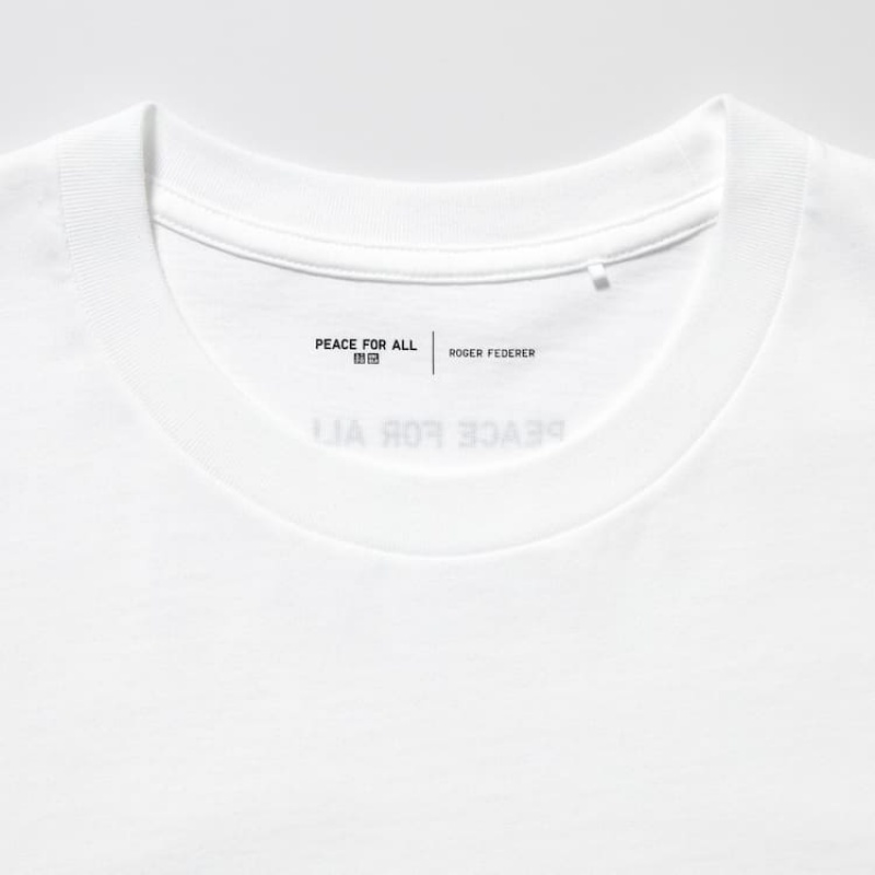 Camiseta Uniqlo Peace For All Ut Estampadas (Roger Federer) Hombre Blancas | 8651MDKOX