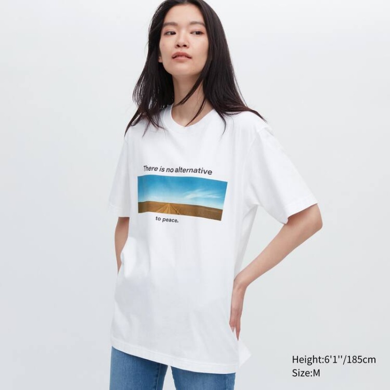 Camiseta Uniqlo Peace For All Ut Estampadas (Wim Wenders) Hombre Blancas | 1693VDHSP