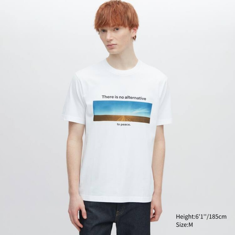 Camiseta Uniqlo Peace For All Ut Estampadas (Wim Wenders) Hombre Blancas | 1693VDHSP